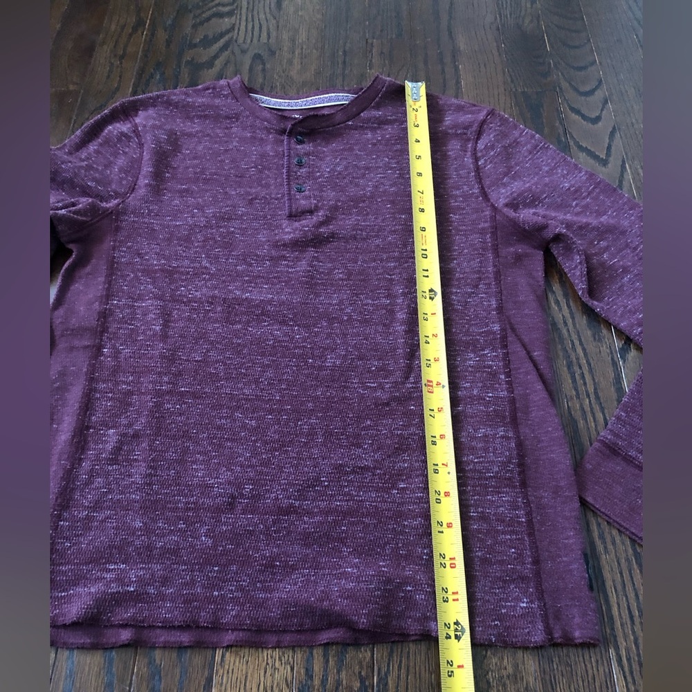 Express Men’s M/L Heathered Maroon Waffle-Knit Long-Sleeve Henley Tee - VGUC! - Picture 8 of 11